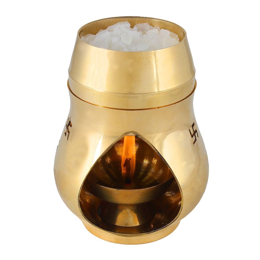 Pooja Art Gallery Brass Aroma Camphor Oil Lamp- Home Temple